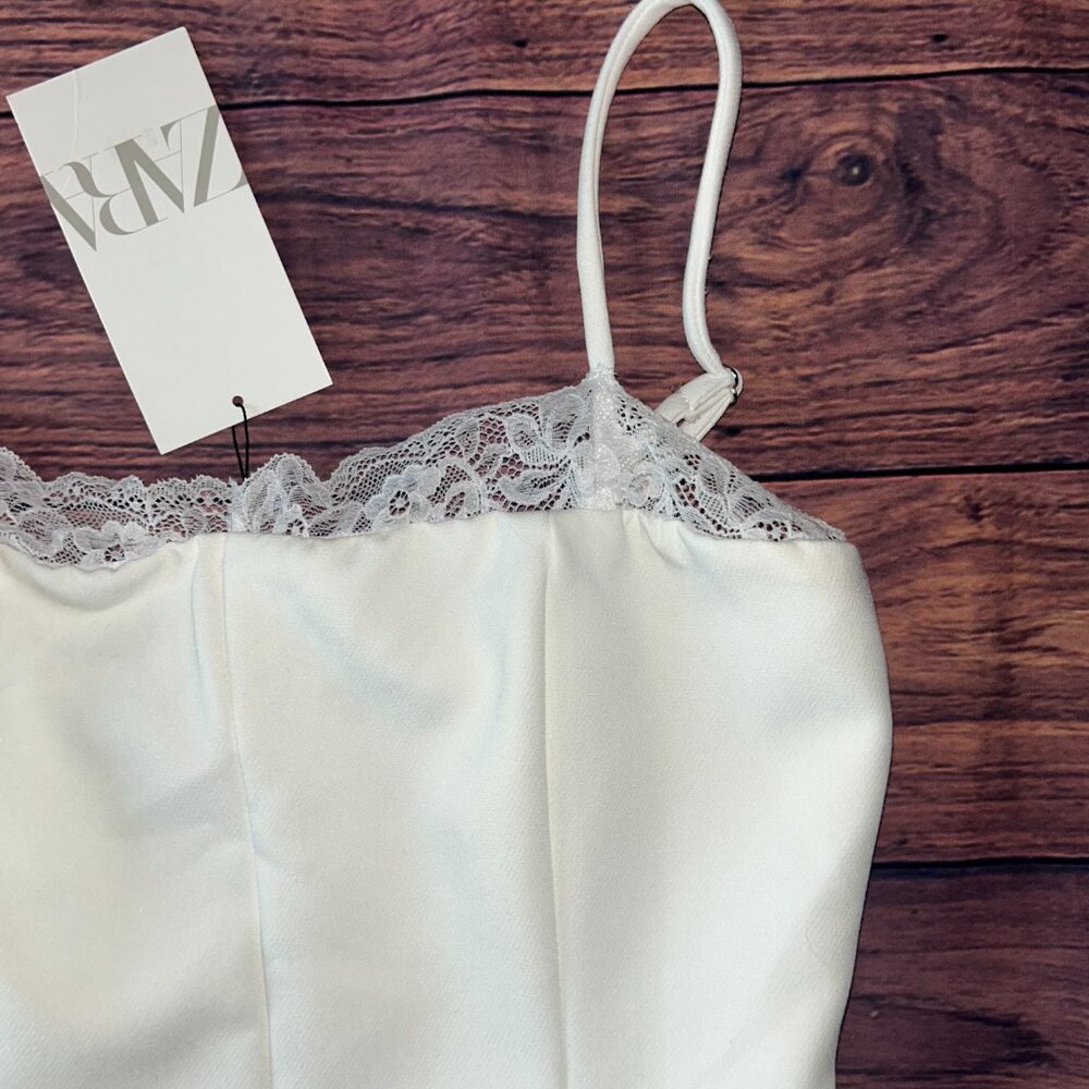 Zara White Lace Trim Camisole Top - New with Tags - Picture 4 of 11